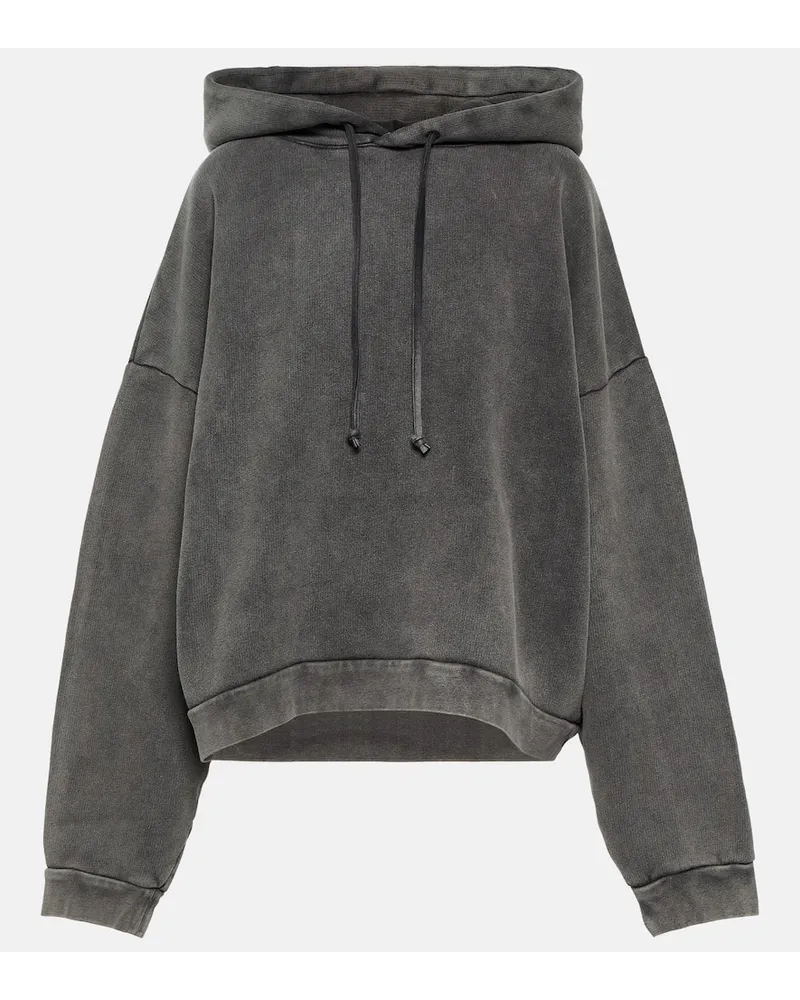 Acne Studios Felpa con cappuccio cropped in cotone Nero