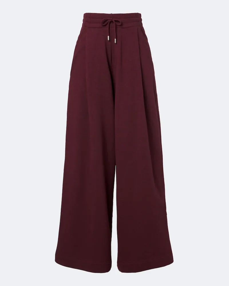 Dries van Noten Pantaloni sportivi in cotone a gamba larga Borgogna