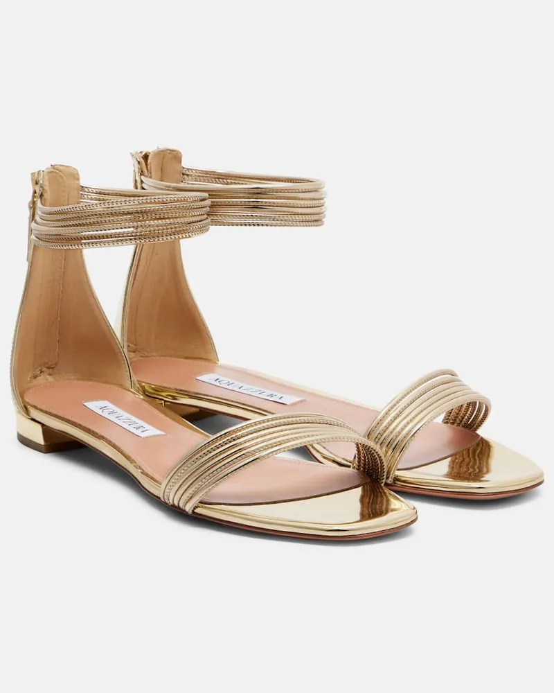 Aquazzura Sandali Sway in pelle a specchio Oro