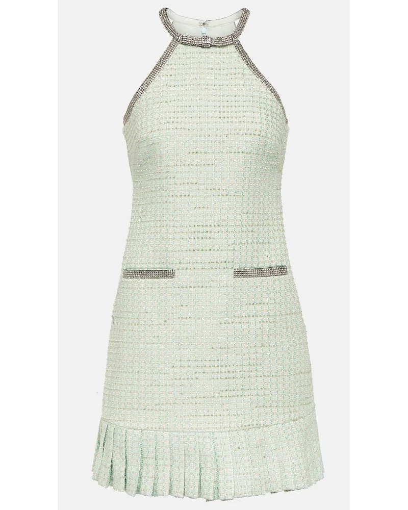 Self-Portrait Miniabito in bouclÃ© con fiocco Verde