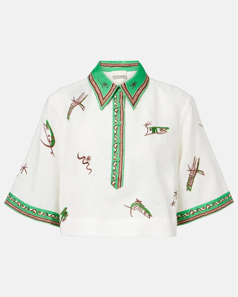 ALEMAIS AlÃ©mais Camicia Wanda in lino con ricamo Bianco
