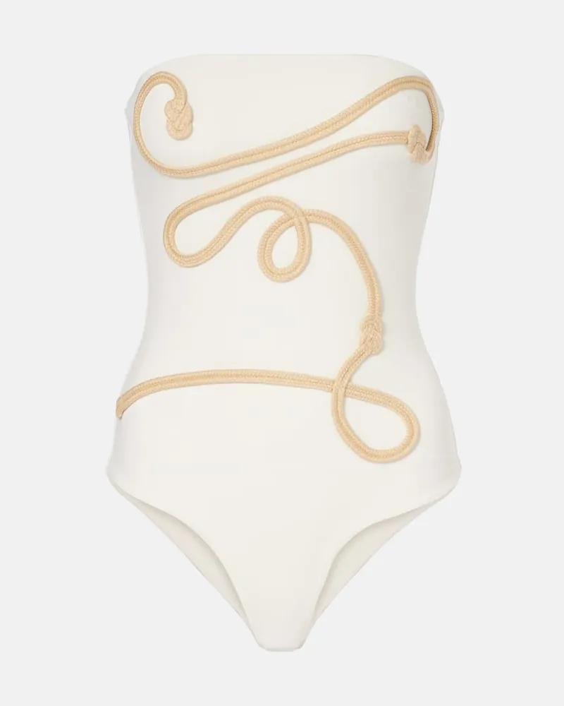 Johanna Ortiz Costume intero con stampa Bianco
