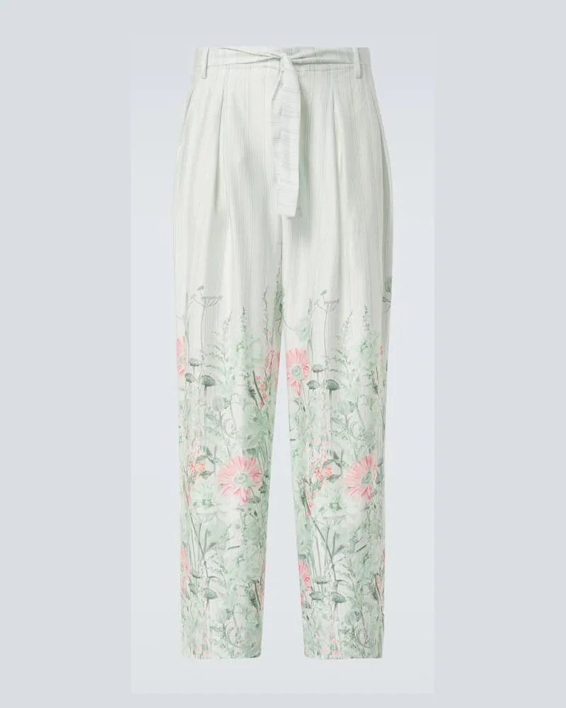 King & Tuckfield Pantaloni Grant con stampa floreale Verde