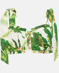 FARM Rio Top in lino con stampa floreale Verde