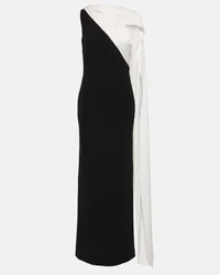 Roland Mouret Abito lungo in cady con fouldard Nero