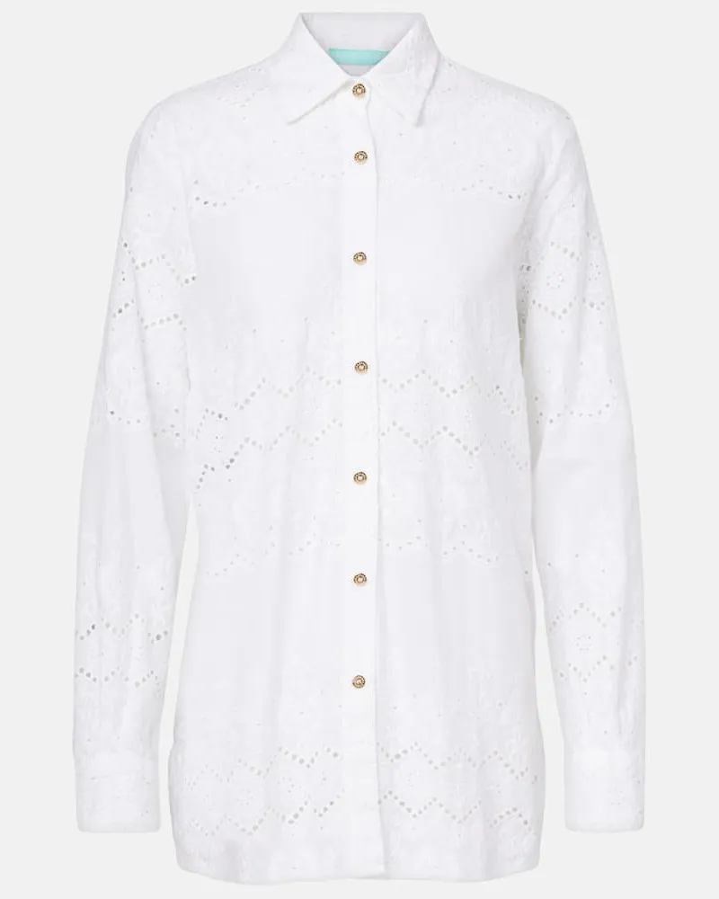 Melissa Odabash Camicia Orla in sangallo di cotone Bianco