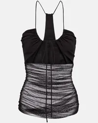 Christopher Esber Top in tulle di seta con cut-out Nero