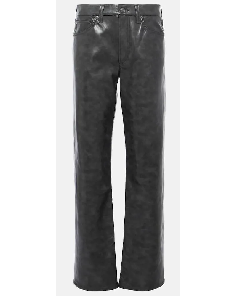 AGOLDE Pantaloni regular Sloane in pelle Grigio