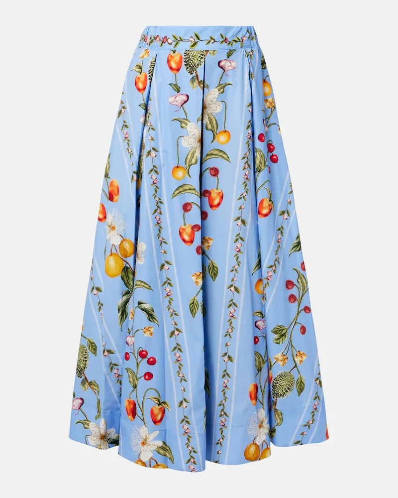 AGUA BENDITA Gonna lunga Delta in cotone con stampa Blu