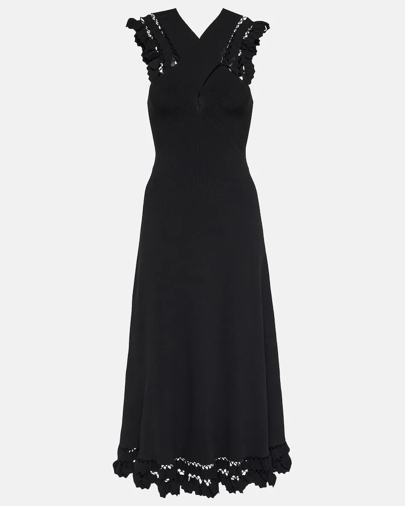Ulla Johnson Abito midi Flora in maglia a coste Nero