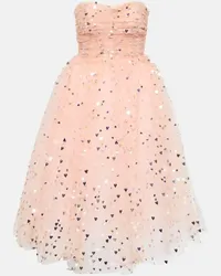 Carolina Herrera New York Abito midi in tulle con paillettes Rosa