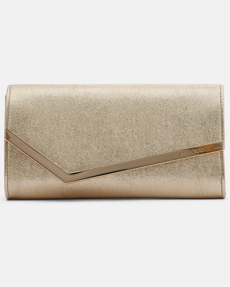 Jimmy Choo Clutch Emmie Small in pelle metallizzata Oro
