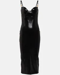 Versace Abito midi Medusa in latex Nero