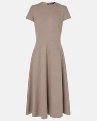 Ralph Lauren Abito midi in misto lana e seta Beige