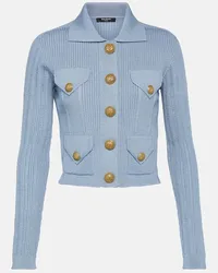 Balmain Cardigan in maglia con decorazione Blu