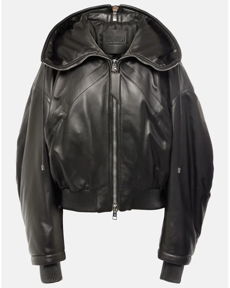 ATTICO Bomber oversize in pelle Nero