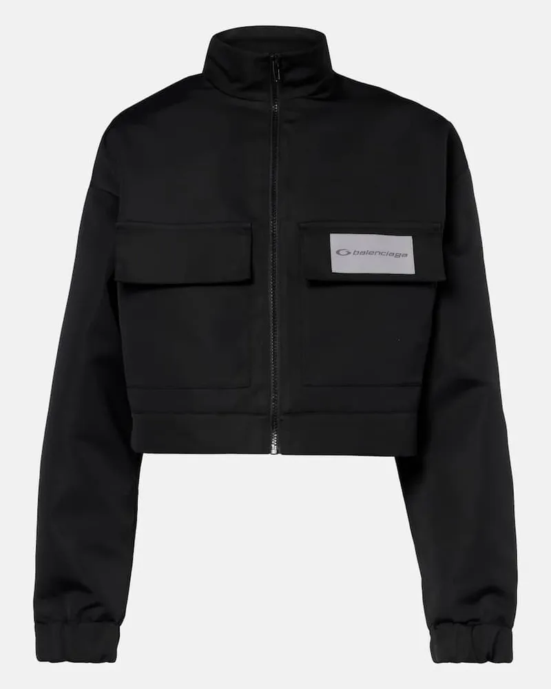 Balenciaga Giacca sportiva cropped in faille tecnico Nero