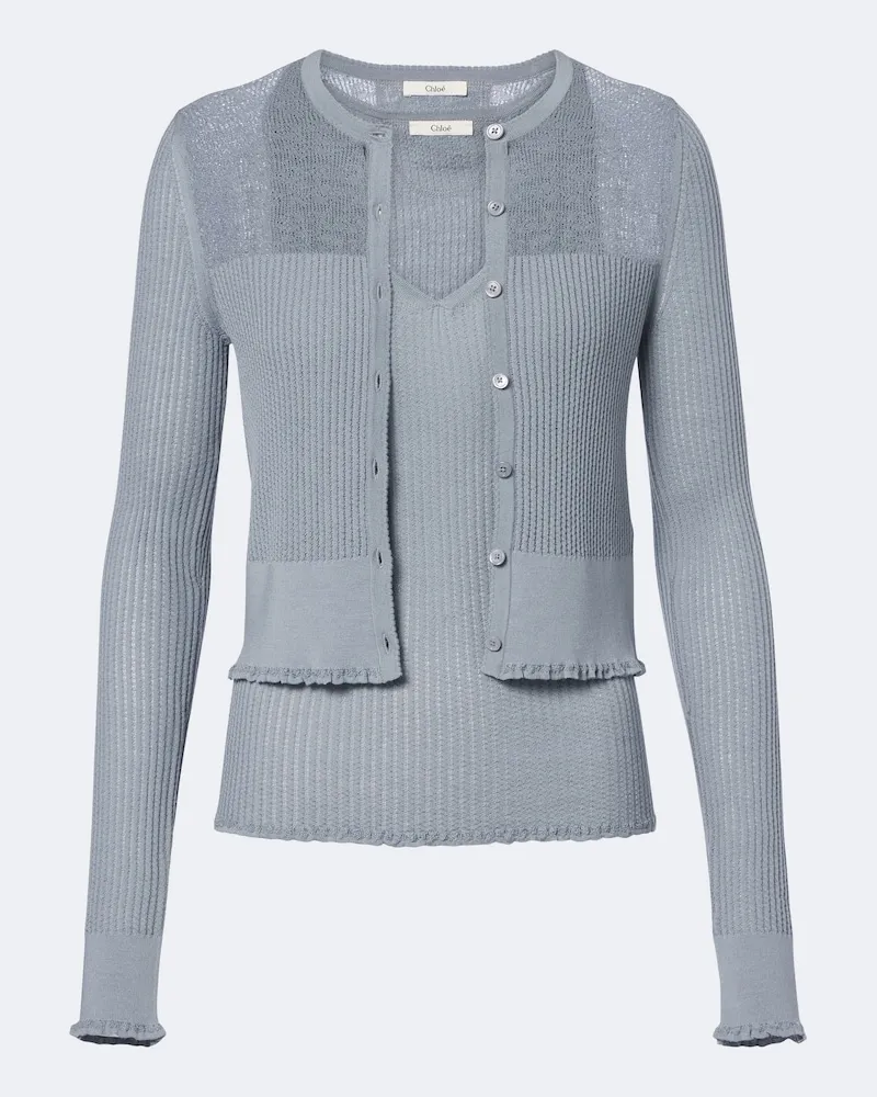 Chloé Chloé Set top e cardigan in maglia di lana Blu
