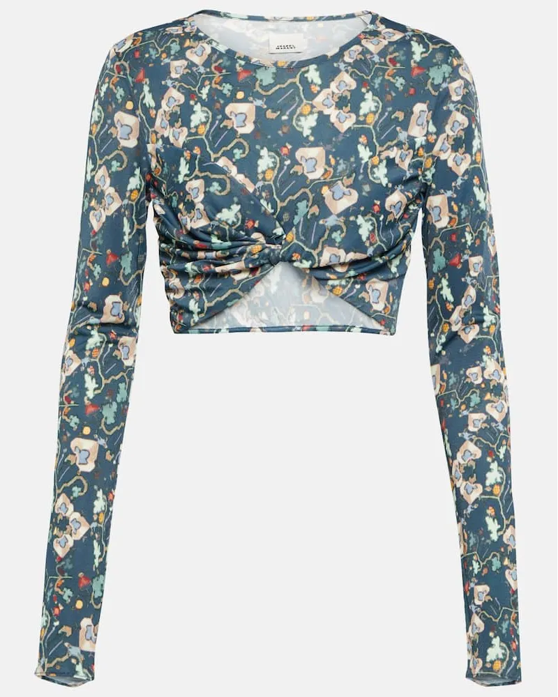 Isabel Marant Top cropped Jinea in jersey con stampa Verde