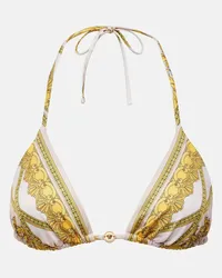 Versace Top bikini con stampa Beige