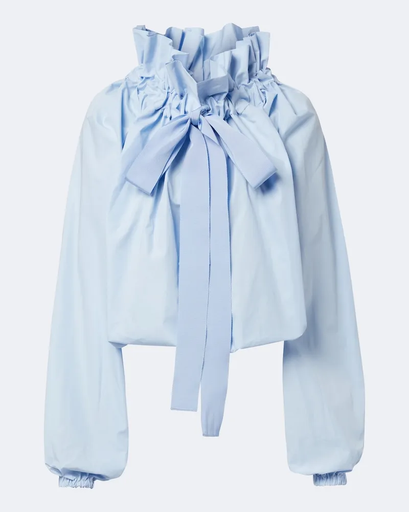 Patou Blusa in popeline di cotone con fiocco Blu