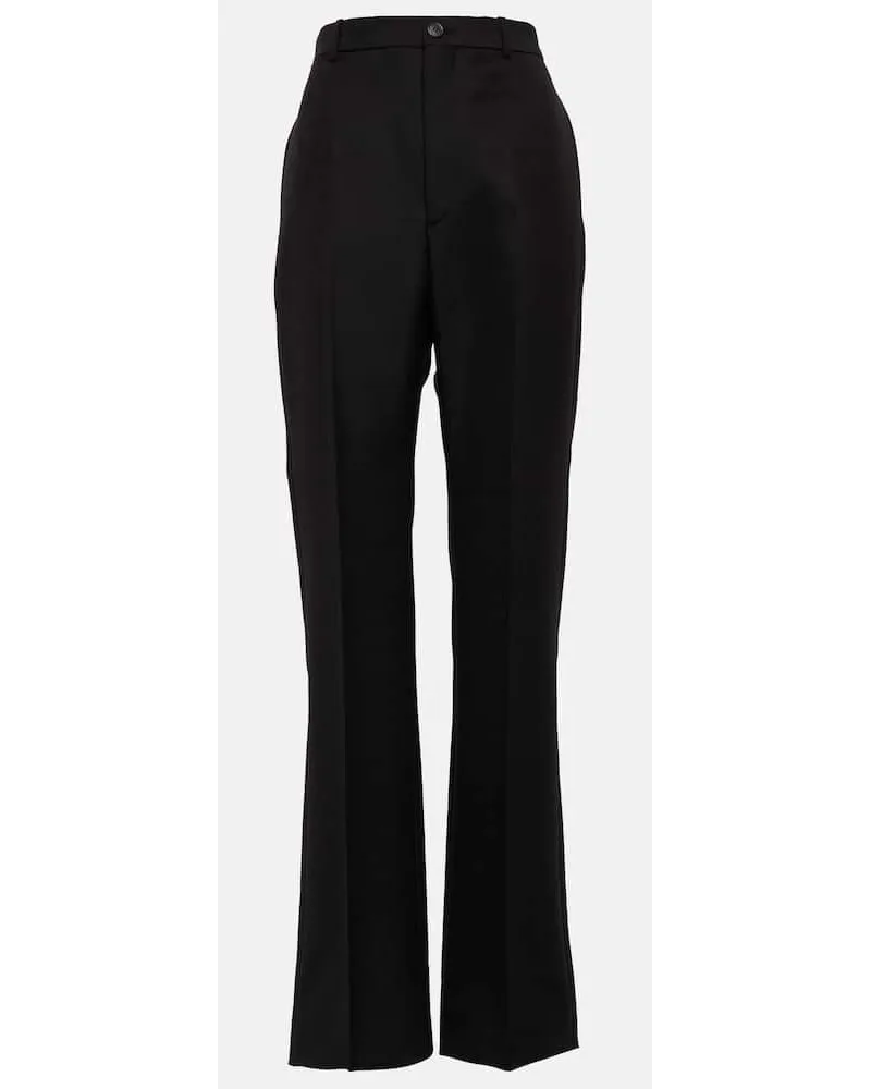 Balenciaga Pantaloni a vita alta in lana vergine Nero