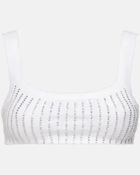 ATTICO Top bralette in cotone con cristalli Bianco