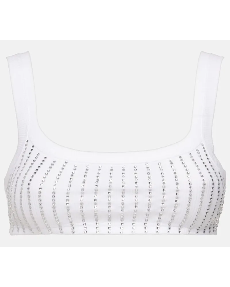 ATTICO Top bralette in cotone con cristalli Bianco