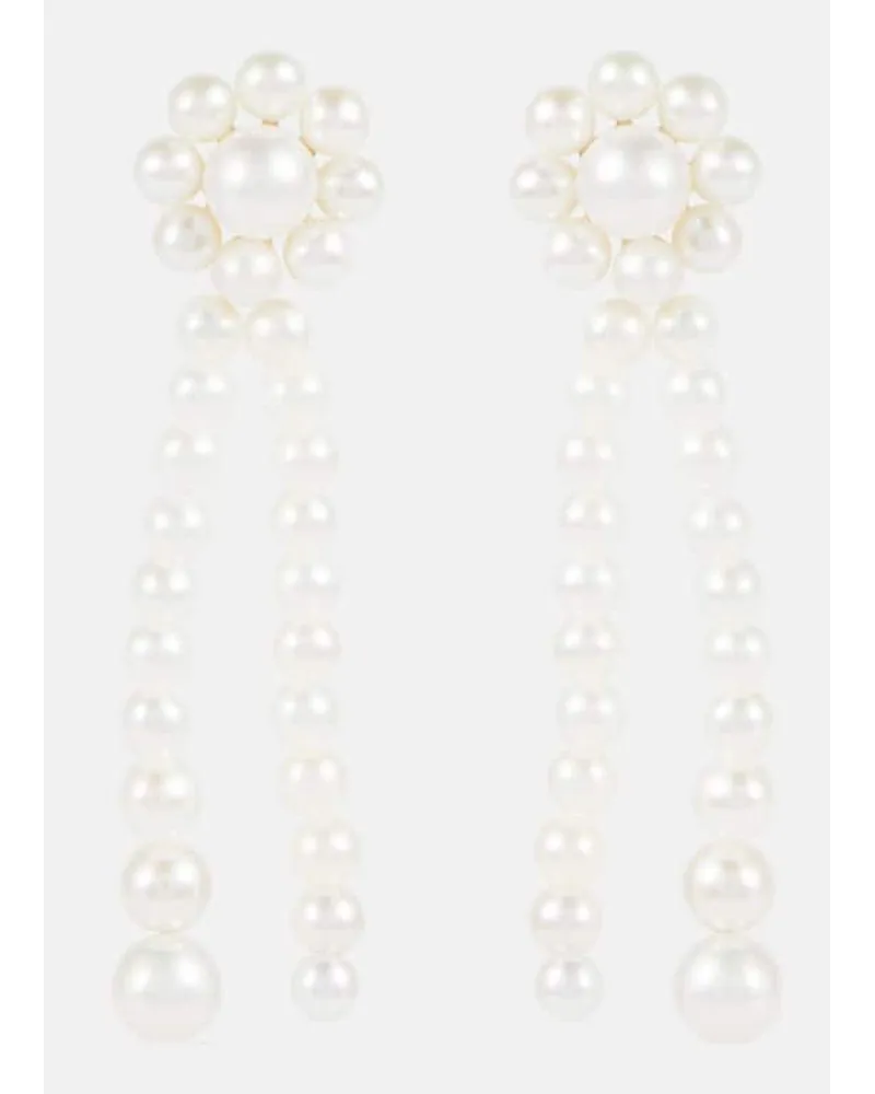 Sophie Bille Brahe Orecchini Promenade de Fleur in oro 14kt con perle Bianco