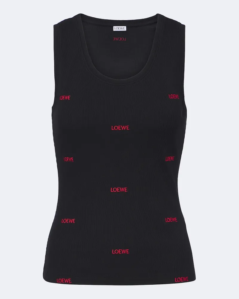 Loewe Top in jersey di misto cotone a coste Nero
