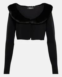 Blumarine Cardigan con pelliccia sintetica Nero