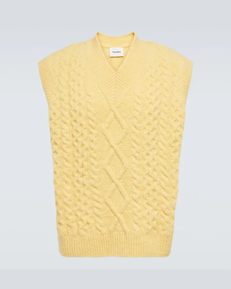 Nanushka Gilet in misto lana a trecce Giallo