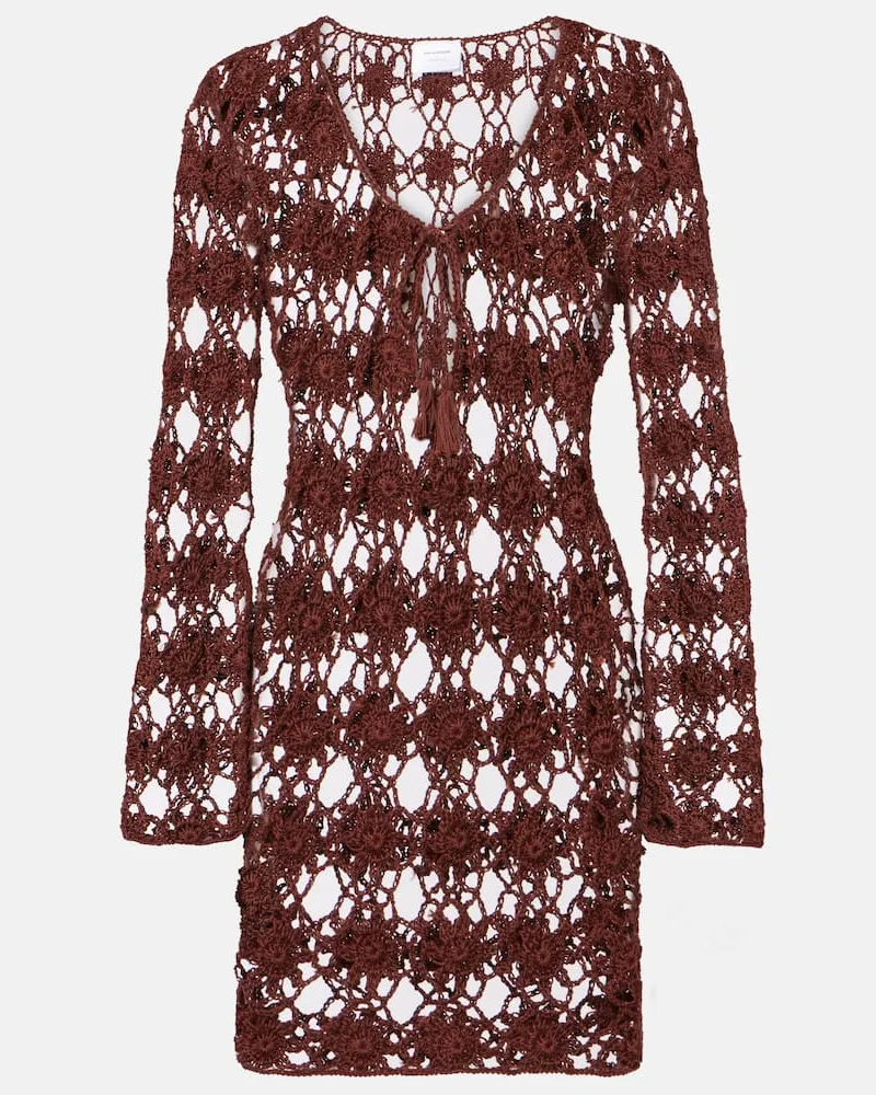 Anna Kosturova Abito corto in crochet di cotone Marrone