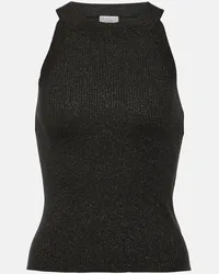 Brunello Cucinelli Tank top in misto seta e cashmere Nero