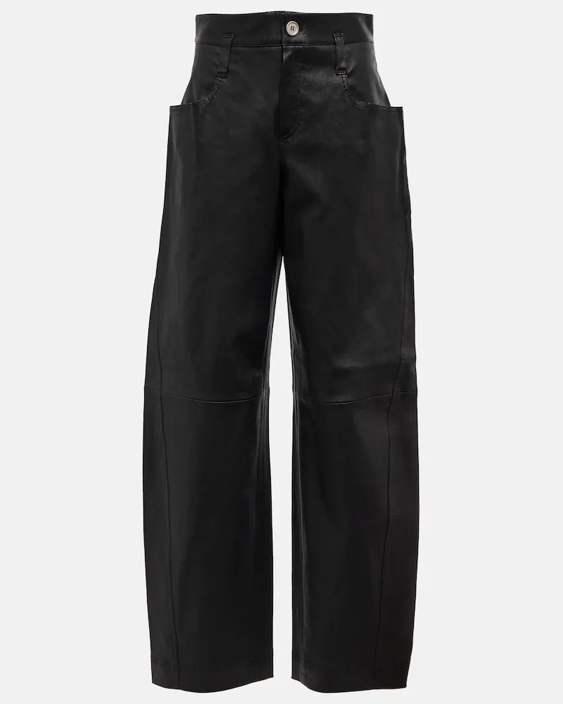 Stouls Pantaloni Cassidy a vita alta in suede Nero