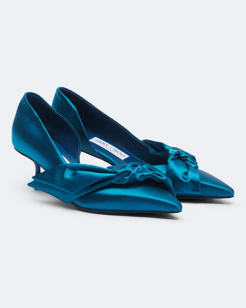 Jimmy Choo Pumps Issy in raso con fiocco Blu