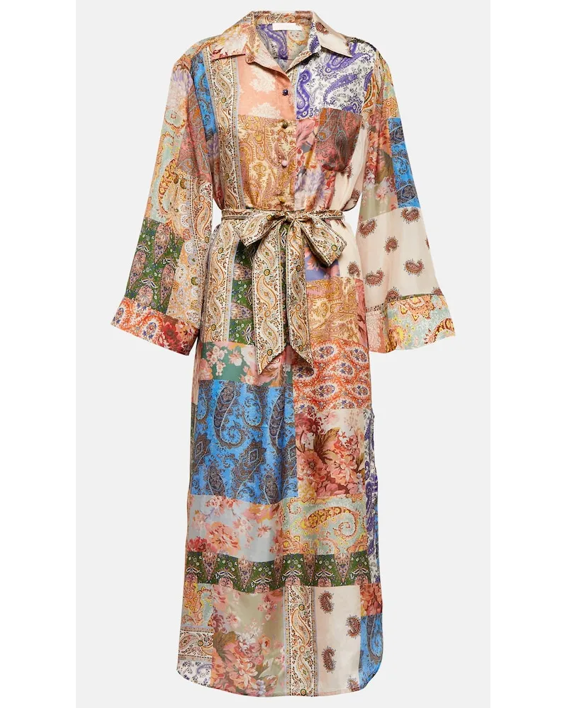 Zimmermann Abito midi Devi in seta con stampa paisley Multicolore