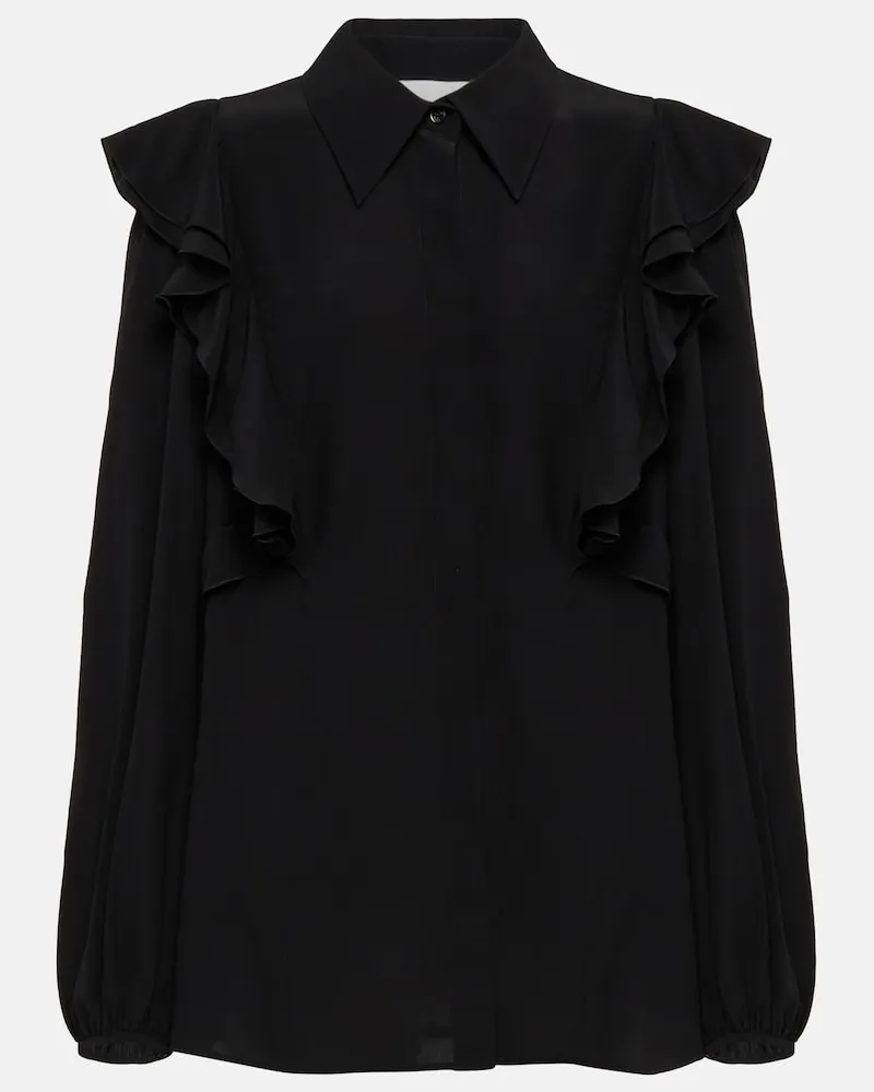 Chloé ChloÃ© Top in seta con volant Nero
