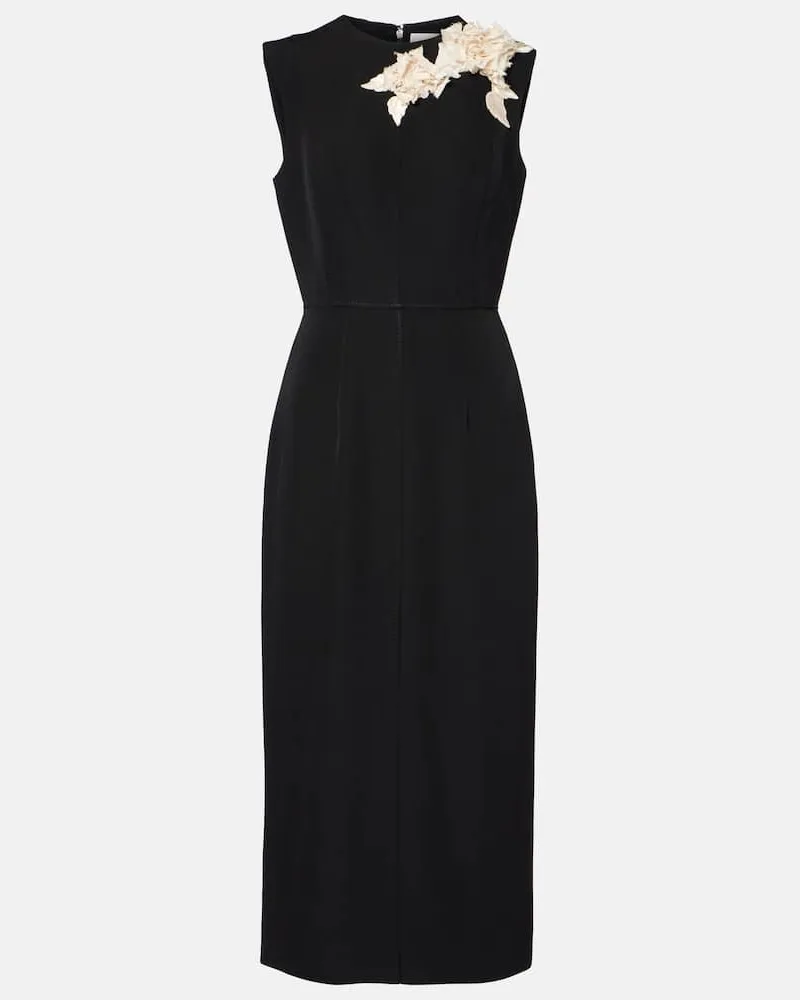 Erdem Abito midi asimmetrico in lana Nero