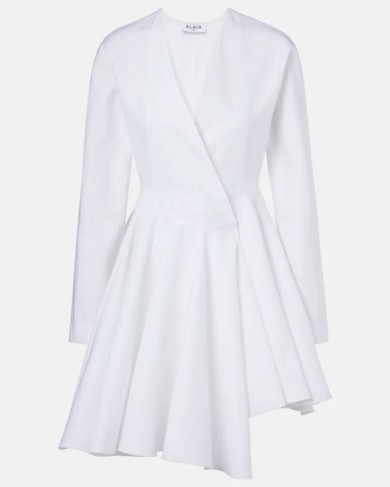Alaïa AlaÃ¯a Abito corto asimmetrico in cotone Bianco