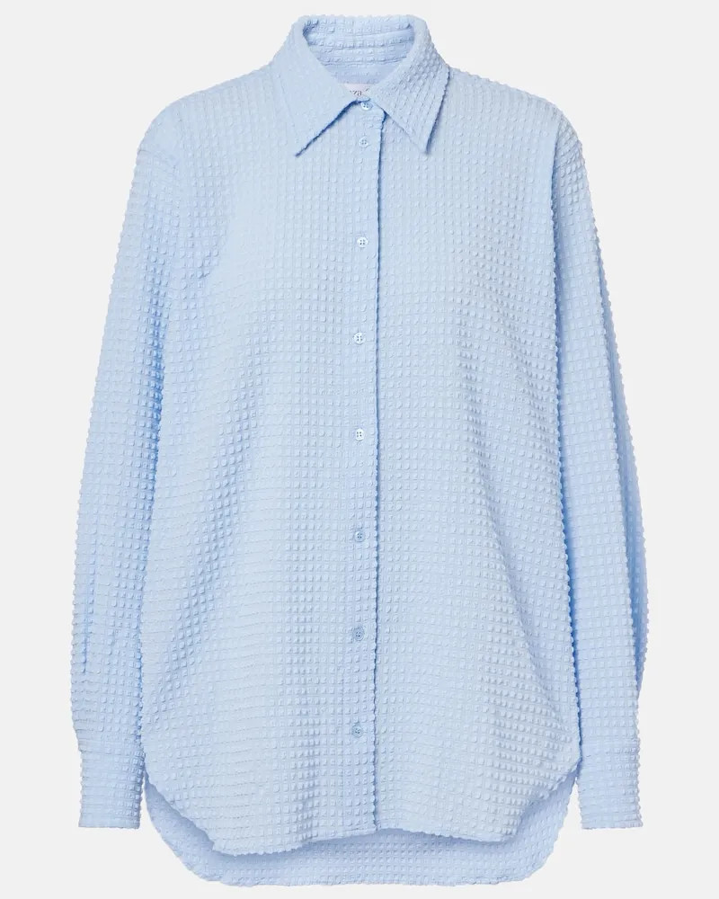 Hunza G Camicia oversize in seersucker Blu