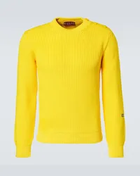 Gucci Pullover in misto cotone con intarsi Giallo