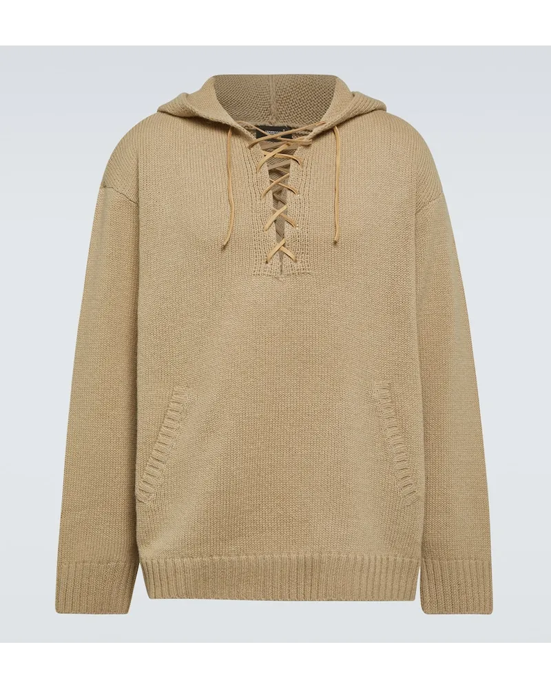 Undercover Felpa in lana con cappuccio Beige