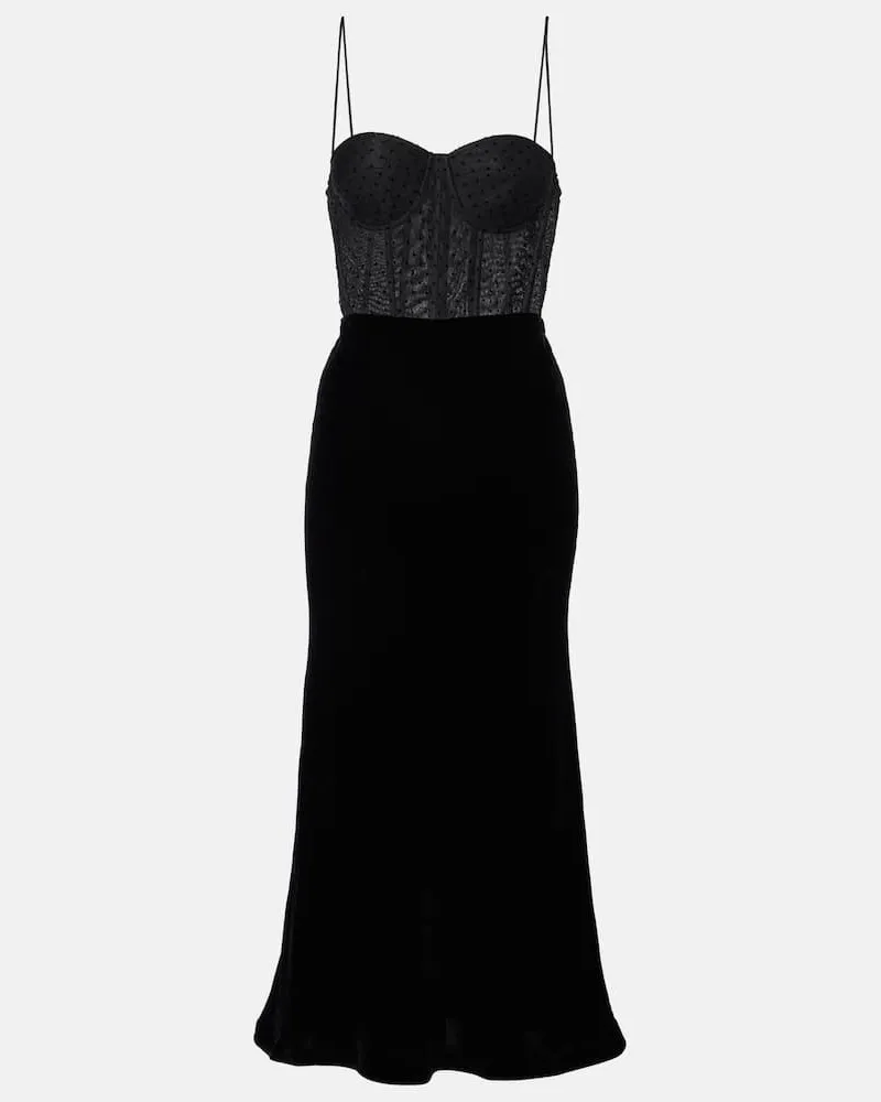 Rebecca Vallance Abito bustier Ethel a pois Nero