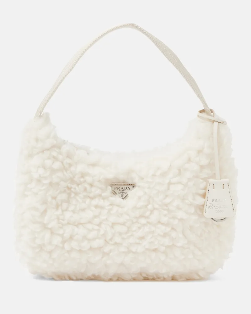 Prada Borsa Re-Edition 2000 Mini in shearling Bianco