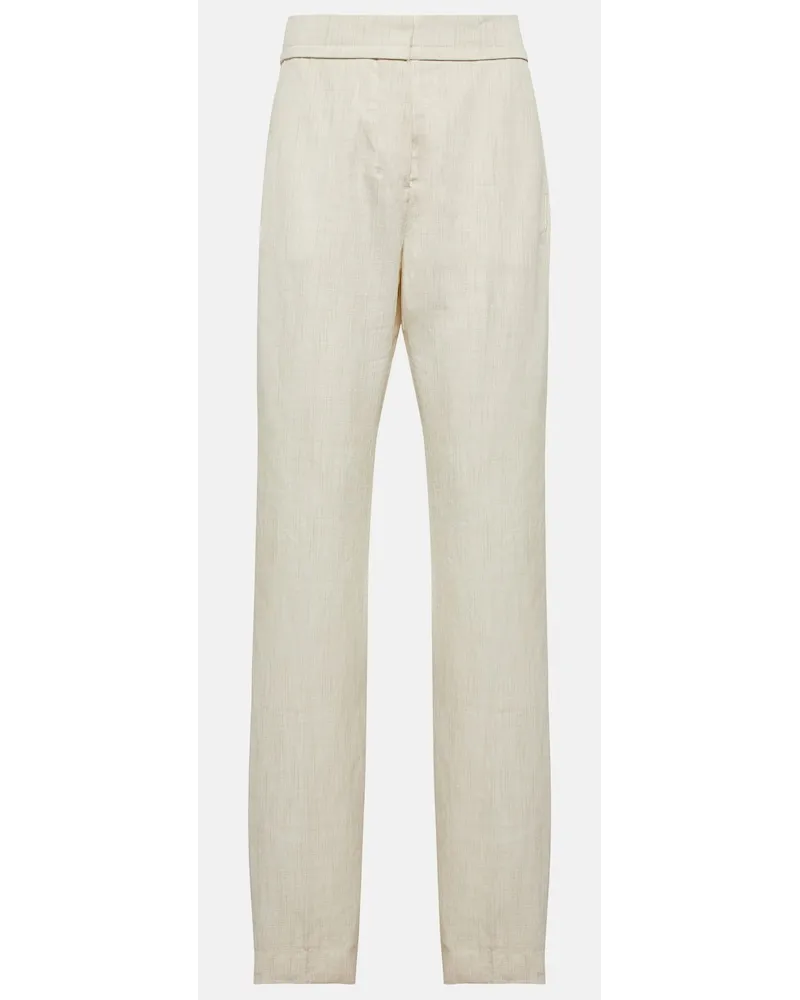 Jacquemus Pantaloni Tibau in misto lino Bianco