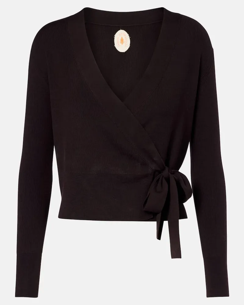 Jardin des Orangers Cardigan a portafoglio in lana vergine Marrone