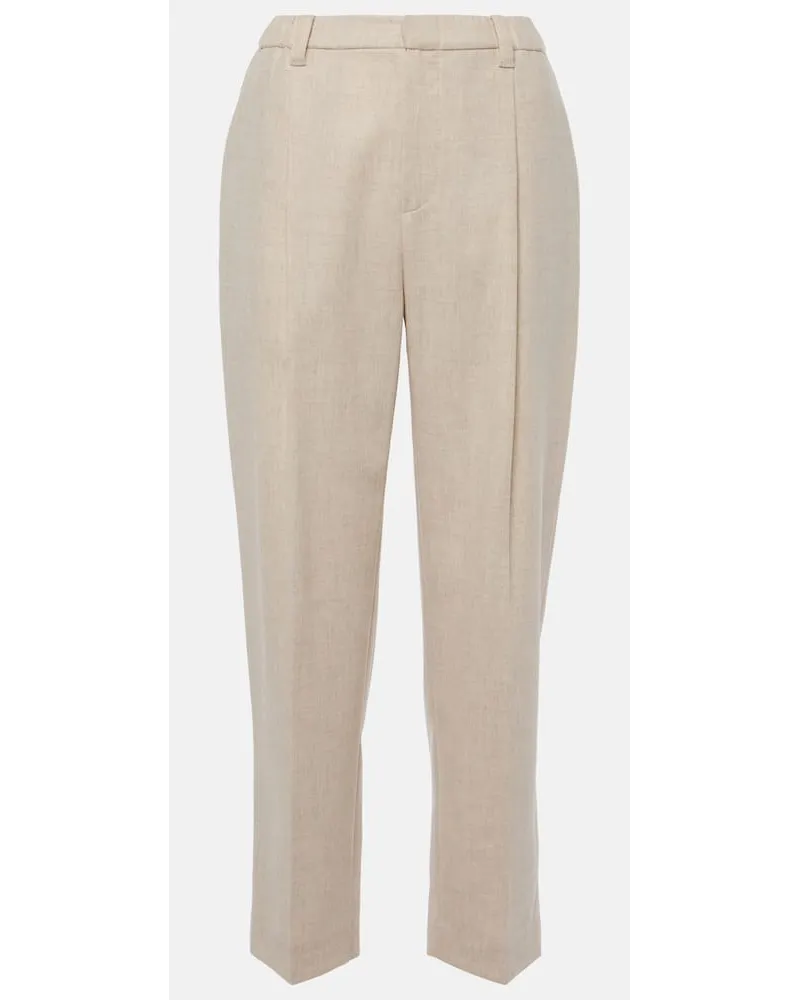 Brunello Cucinelli Pantaloni regular in cotone Beige