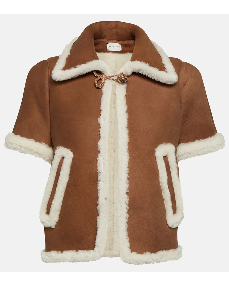 Magda Butrym Giacca in suede con shearling Marrone