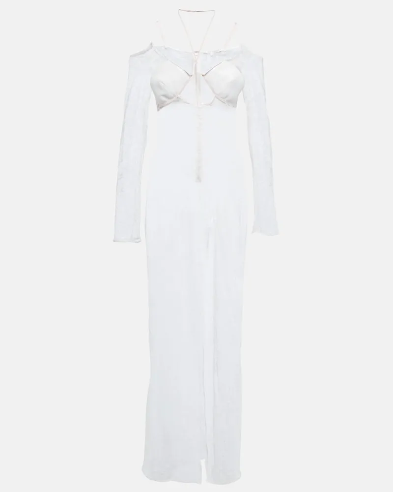 Nensi Dojaka Bridal - Abito lungo in pizzo con cut-out Bianco